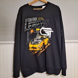 Miken Black and Yellow Graphic Crewneck Sweater